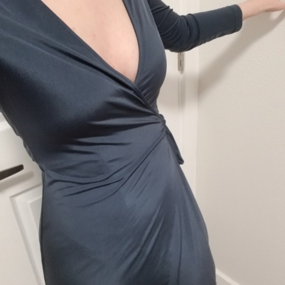 BCBGMaxAzria Navy Blue Long Sleeve Wrap Dress
